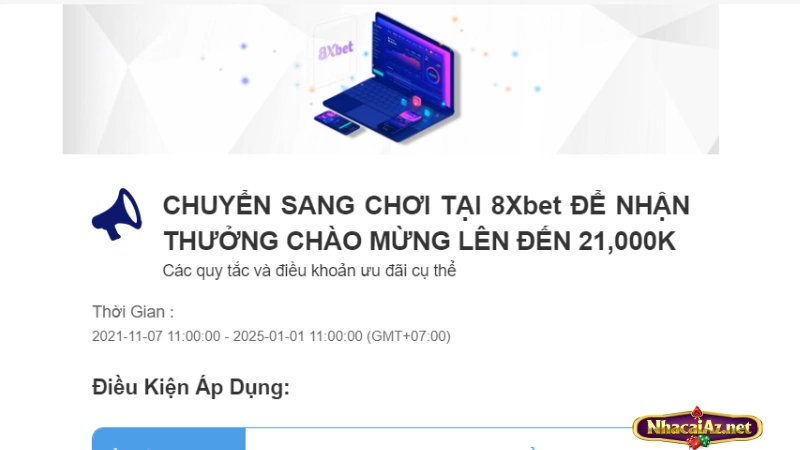 Quà chào mừng khi đến 8Xbet