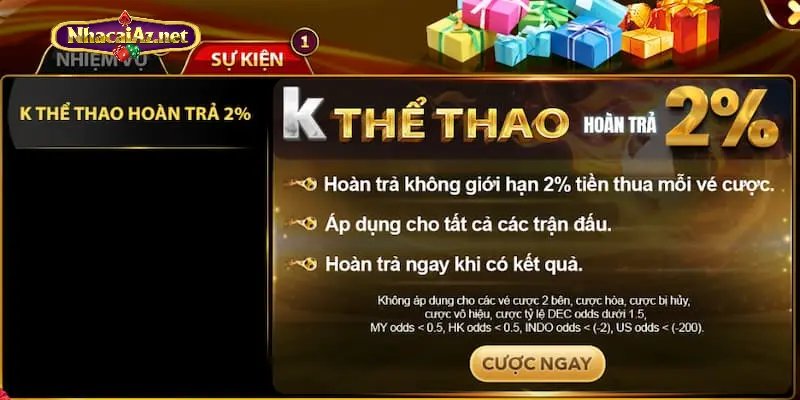 Khuyến mãi Go88 - Hoàn trả khi tham gia K thể thao tới 2%